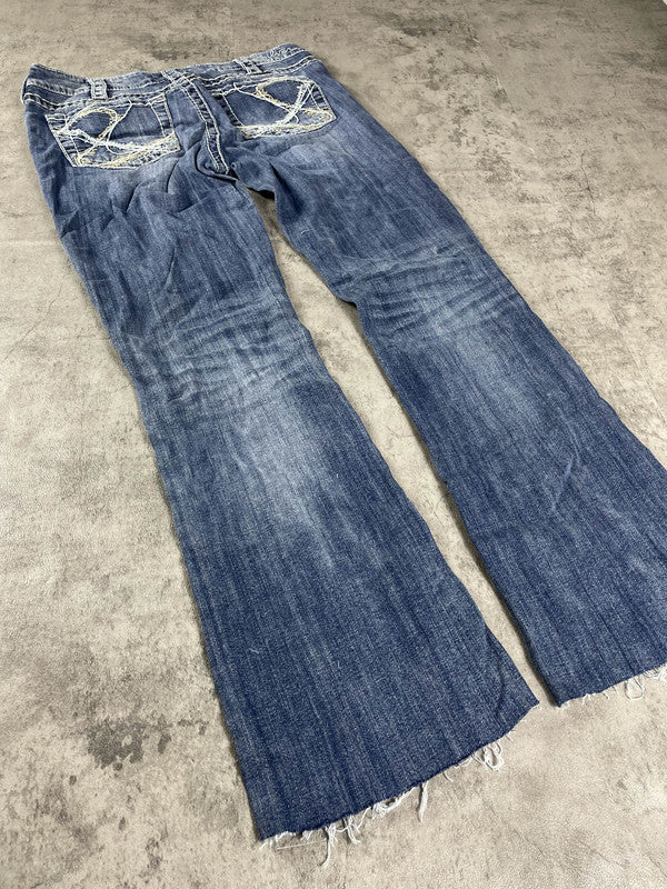 Jeans Vintage Dressing M Bootcut Rare y2k Hip Hop Embroidered (Stile Miss Me) #VN0944