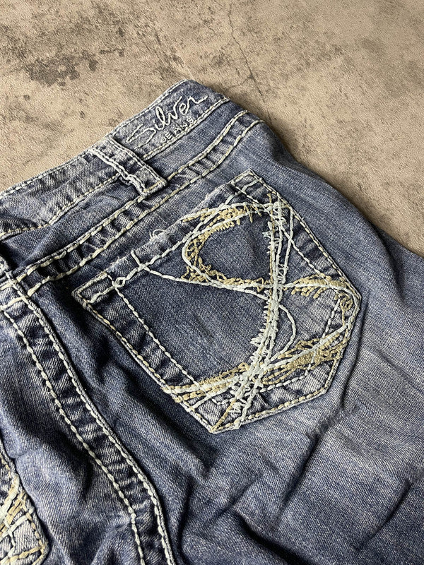 Jeans Vintage Dressing M Bootcut Rare y2k Hip Hop Embroidered (Stile Miss Me) #VN0944