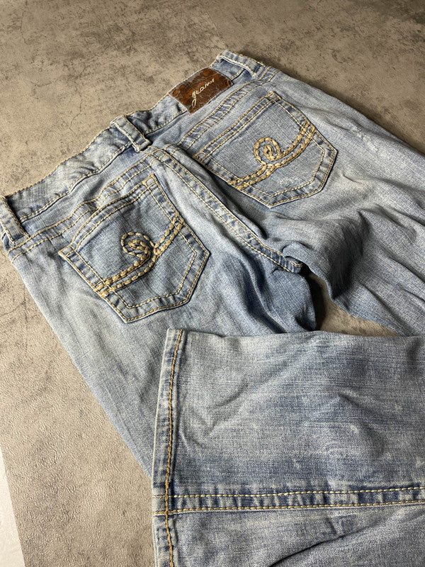 Jeans Vintage Dressing M Bootcut Y2k Rare Hip Hop Embroidered (Stile Miss Me) #KA3221