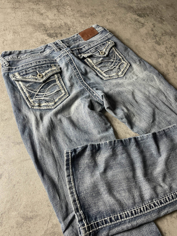 Jeans Vintage Dressing M Bootcut Y2k Rare Hip Hop Embroidered (Stile Miss Me) #PD5498