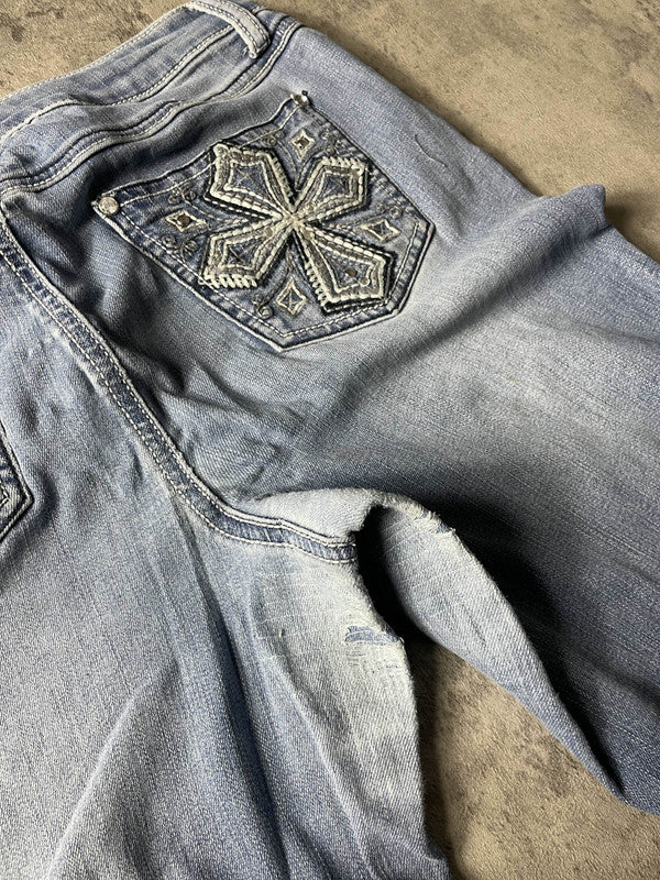 Jeans Vintage Dressing M Bootcut Y2k Rare Hip Hop Embroidered (Stile Miss Me) #TP7240