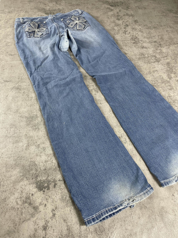 Jeans Vintage Dressing M Bootcut Y2k Rare Hip Hop Embroidered (Stile Miss Me) #TP7240