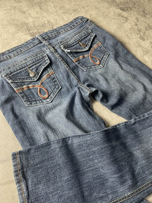 Jeans Vintage Dressing M Bootcut Y2k Rare Hip Hop Embroidered (Stile Miss Me) #YO6324