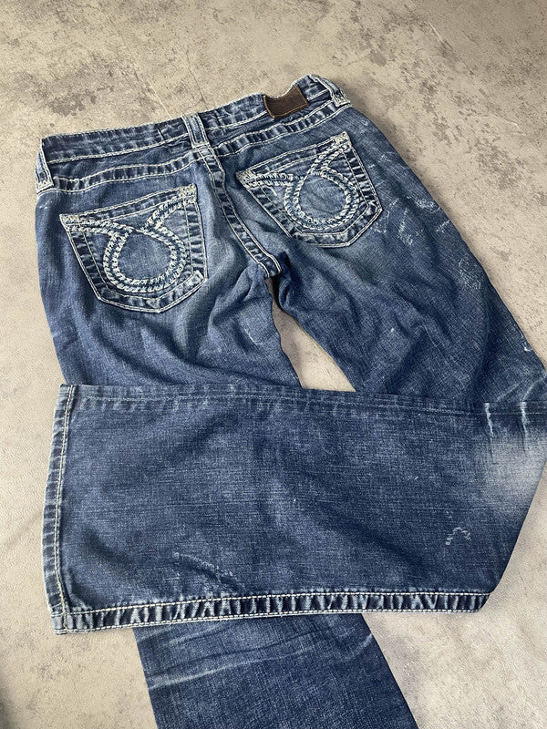 Jeans Vintage Dressing S Bootcut Hip Hop Embroidered (Stile Miss Me) #JZ9064