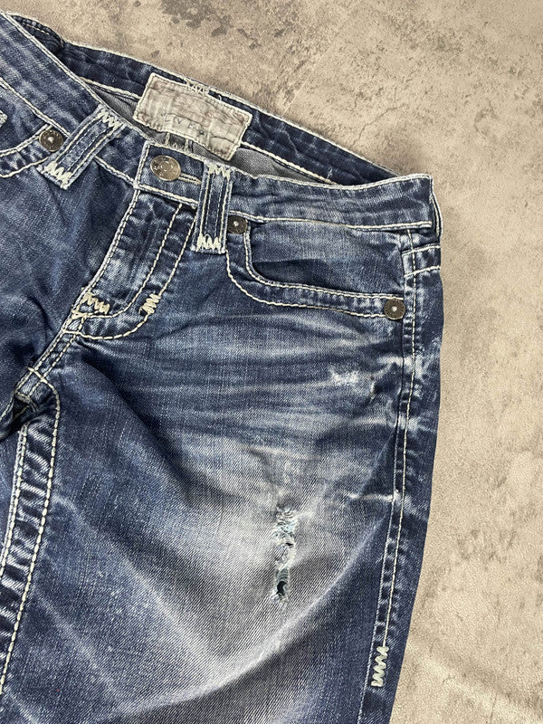 Jeans Vintage Dressing S Bootcut Hip Hop Embroidered (Stile Miss Me) #JZ9064