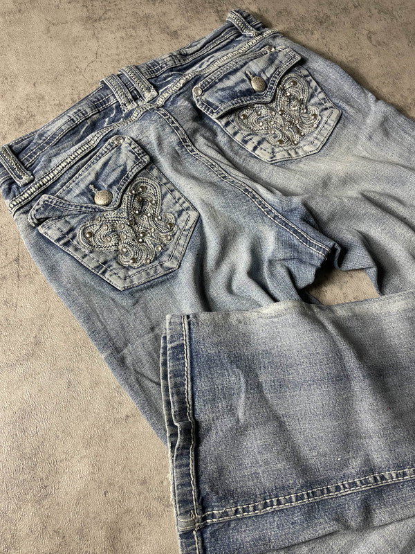 Jeans Vintage Dressing S Bootcut Hip Hop Embroidered (Stile Miss Me) #MT8807