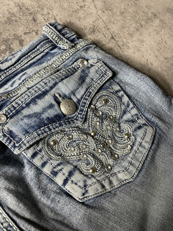 Jeans Vintage Dressing S Bootcut Hip Hop Embroidered (Stile Miss Me) #MT8807