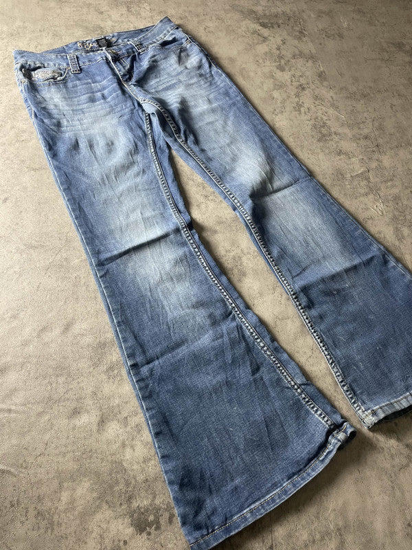 Jeans Vintage Dressing S Bootcut Hip Hop Embroidered (Stile Miss Me) #QJ9228