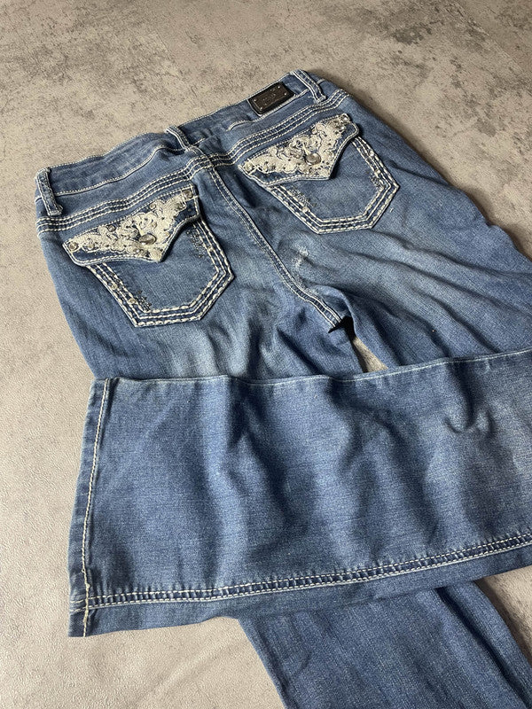 Jeans Vintage Dressing S Bootcut Hip Hop Embroidered (Stile Miss Me) #YV6101