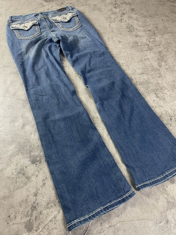 Jeans Vintage Dressing S Bootcut Hip Hop Embroidered (Stile Miss Me) #YV6101