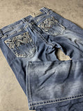 Jeans Vintage Dressing S Bootcut Hip Hop Embroidered y2k (Stile Miss Me) #BT8408