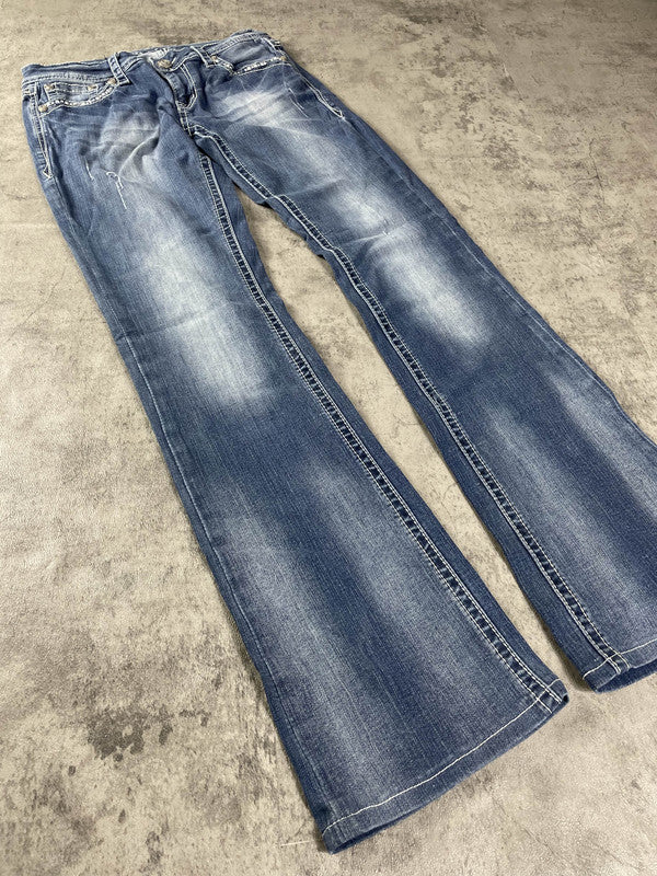 Jeans Vintage Dressing S Bootcut Hip Hop Embroidered y2k (Stile Miss Me) #BT8408