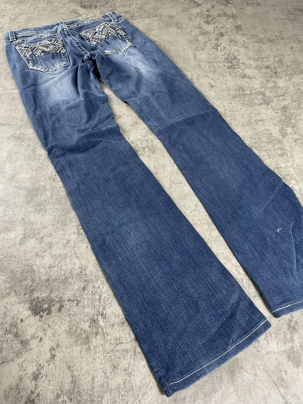 Jeans Vintage Dressing S Bootcut Hip Hop Embroidered y2k (Stile Miss Me) #BT8408