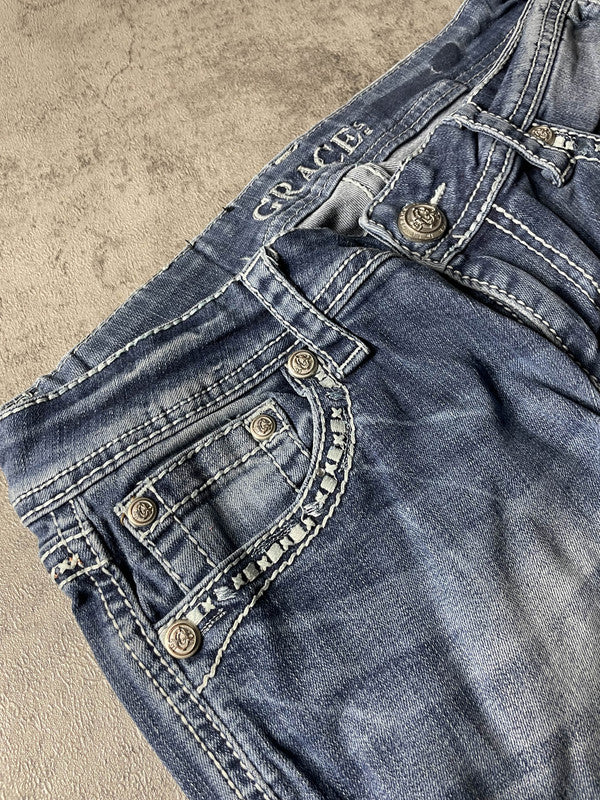 Jeans Vintage Dressing S Bootcut Hip Hop Embroidered y2k (Stile Miss Me) #BT8408