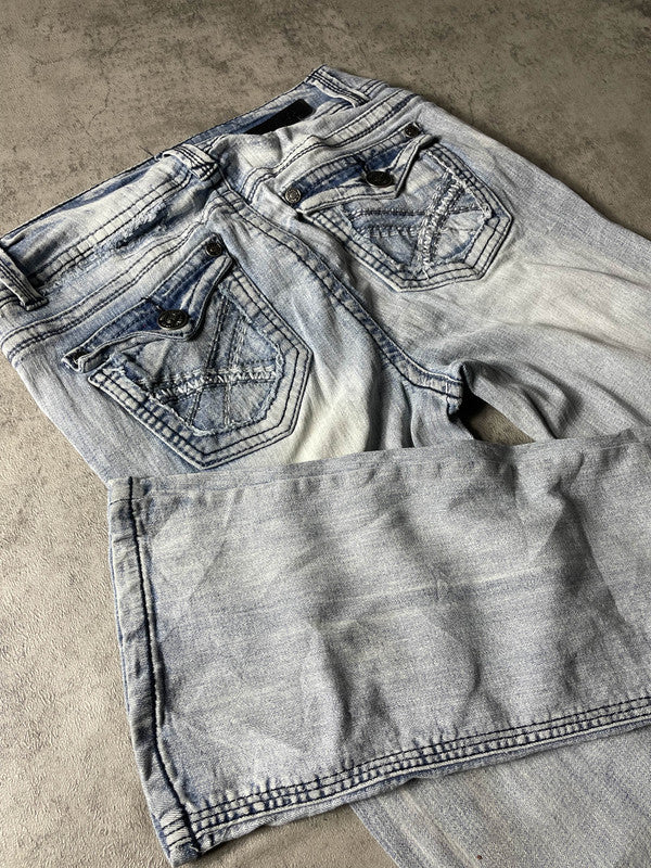 Jeans Vintage Dressing S Bootcut Y2k Rare Hip Hop Embroidered (Stile Miss Me) #GC7060