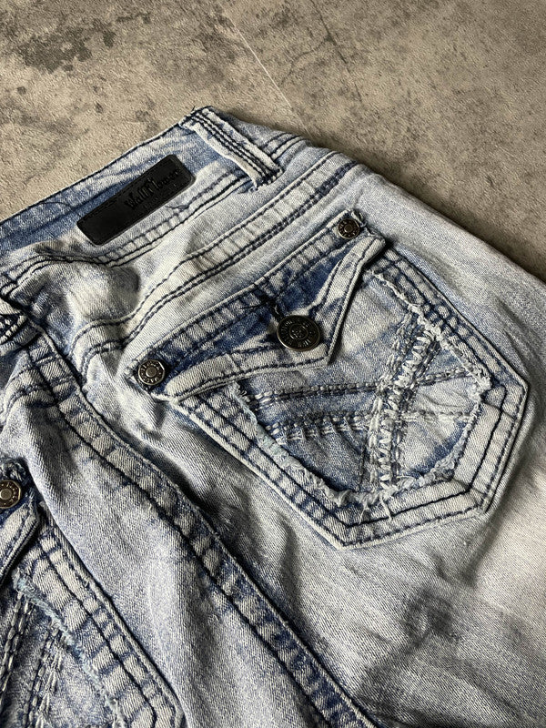 Jeans Vintage Dressing S Bootcut Y2k Rare Hip Hop Embroidered (Stile Miss Me) #GC7060