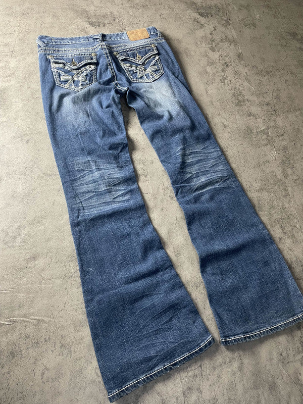 Jeans Vintage Dressing S Bootcut Y2k Rare Hip Hop Embroidered (Stile Miss Me) #QI2926