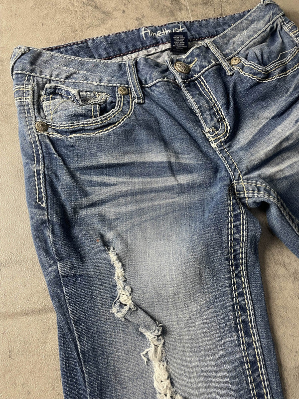 Jeans Vintage Dressing S Bootcut Y2k Rare Hip Hop Embroidered (Stile Miss Me) #QI2926