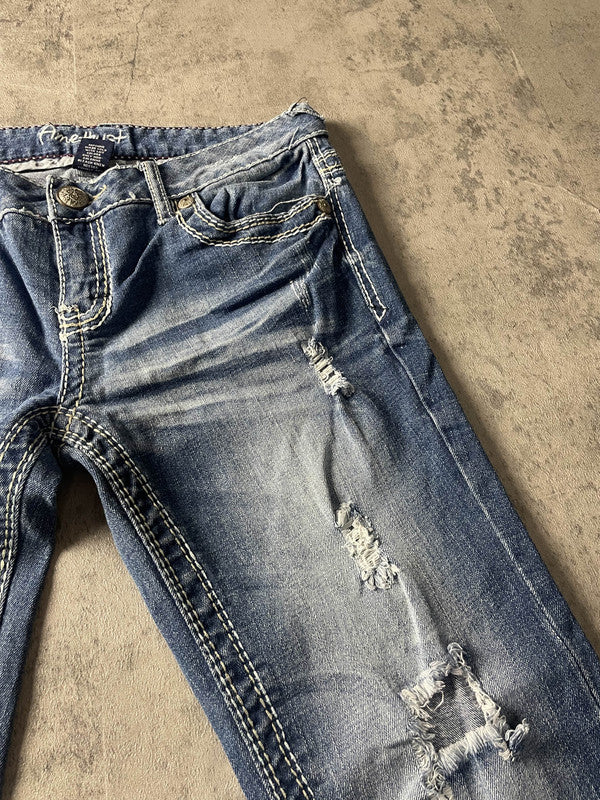 Jeans Vintage Dressing S Bootcut Y2k Rare Hip Hop Embroidered (Stile Miss Me) #QI2926
