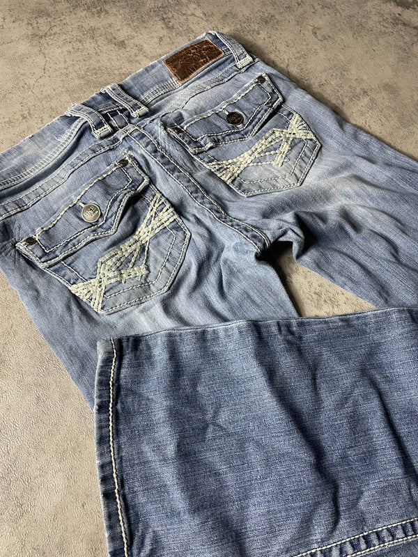 Jeans Vintage Dressing S Bootcut Y2k Rare Hip Hop Embroidered (Stile Miss Me) #TQ1667