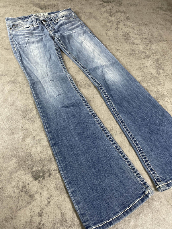 Jeans Vintage Dressing S Bootcut Y2k Rare Hip Hop Embroidered (Stile Miss Me) #TQ1667