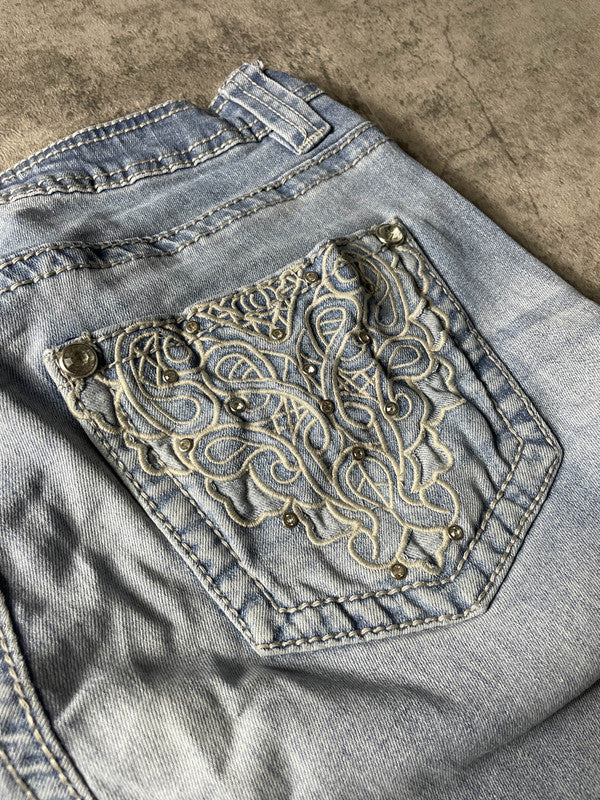 Jeans Vintage Dressing S Straight Hip Hop Embroidered (Stile Miss Me) #GS2673
