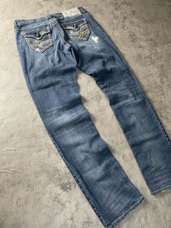 Jeans Vintage Dressing S Straight Ripped (Stile Miss Me) #JF9391