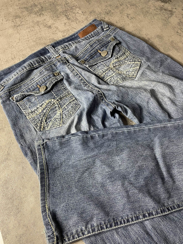 Jeans Vintage Dressing W M Bootcut Hip Hop Embroidered Y2K Rare (Stile Miss Me) #ZN3510