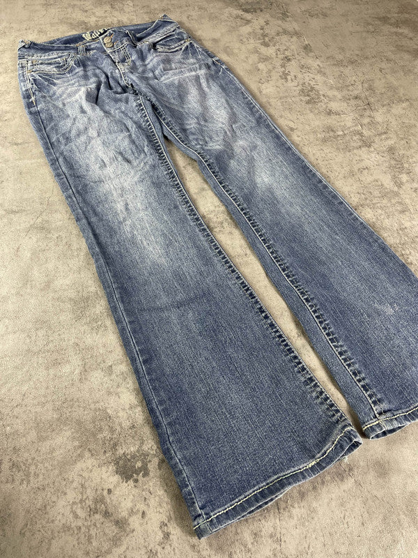 Jeans Vintage Dressing W M Bootcut Hip Hop Embroidered Y2K Rare (Stile Miss Me) #ZN3510