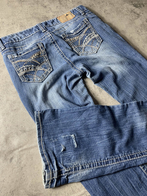 Jeans Vintage Dressing W M Bootcut Y2k Rare Hip Hop Embroidered #HB4226