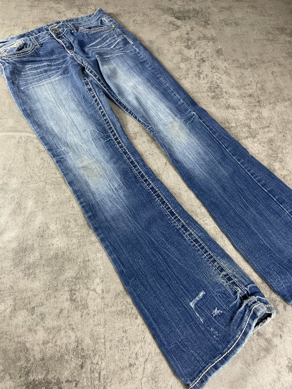 Jeans Vintage Dressing W M Bootcut Y2k Rare Hip Hop Embroidered #HB4226