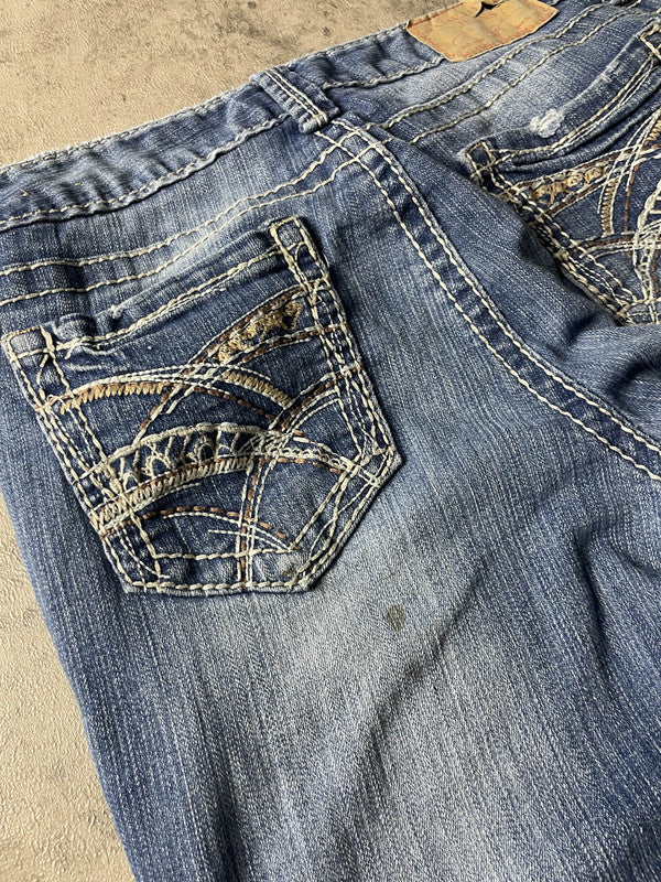 Jeans Vintage Dressing W M Bootcut Y2k Rare Hip Hop Embroidered #HB4226