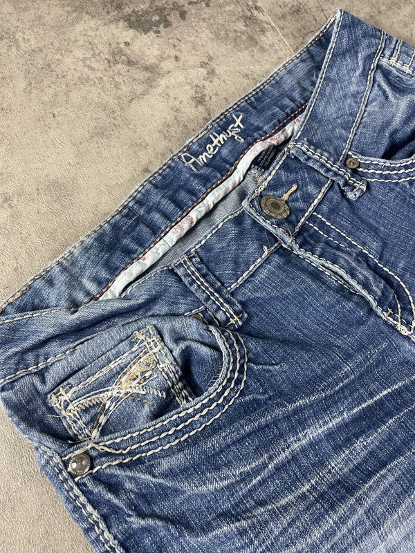 Jeans Vintage Dressing W M Bootcut Y2k Rare Hip Hop Embroidered #HB4226