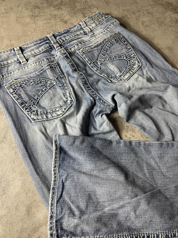 Jeans Vintage Dressing W M Bootcut Y2k Rare Hip Hop Embroidered (Stile Miss Me) #JD9141