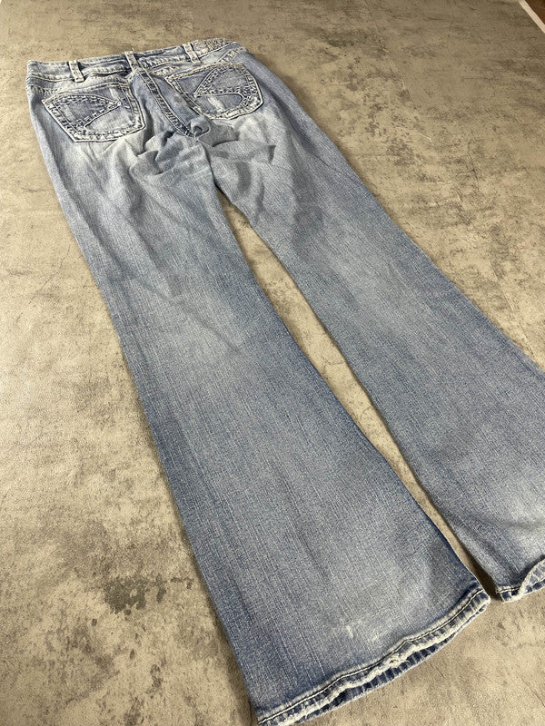 Jeans Vintage Dressing W M Bootcut Y2k Rare Hip Hop Embroidered (Stile Miss Me) #JD9141