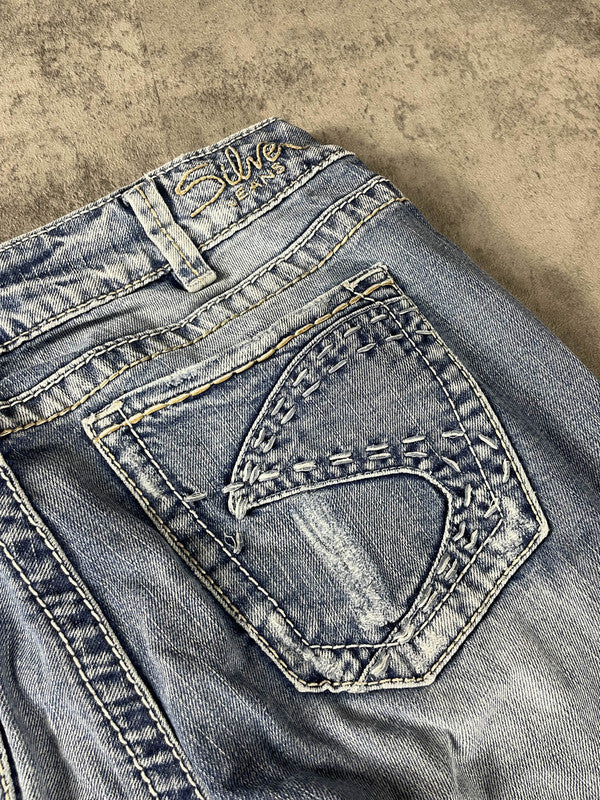 Jeans Vintage Dressing W M Bootcut Y2k Rare Hip Hop Embroidered (Stile Miss Me) #JD9141