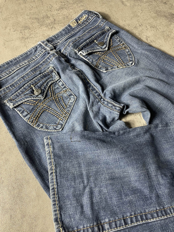 Jeans Vintage Dressing W M Bootcut Y2k Rare Hip Hop Embroidered (Stile Miss Me) #UW0425