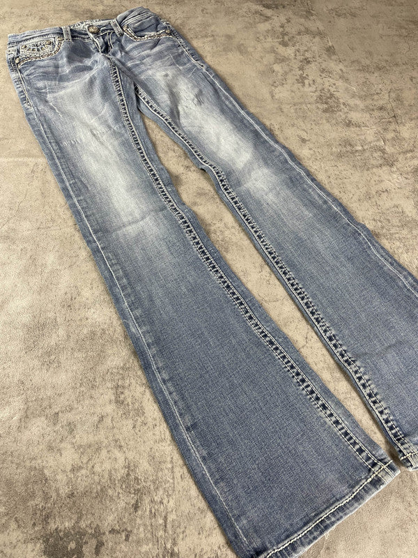 Jeans Vintage Dressing XS Bootcut Hip Hop Embroidered (Stile Miss Me) #IU4406