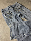 Jeans Vintage Dressing XS Bootcut Hip Hop Embroidered (Stile Miss Me) #TL1693