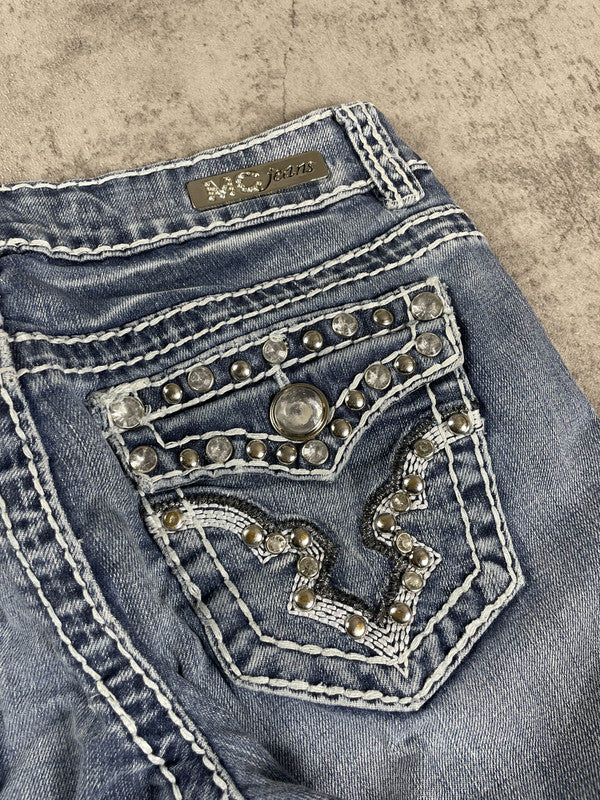 Jeans Vintage Dressing XS Bootcut Hip Hop Embroidered (Stile Miss Me) #TL1693