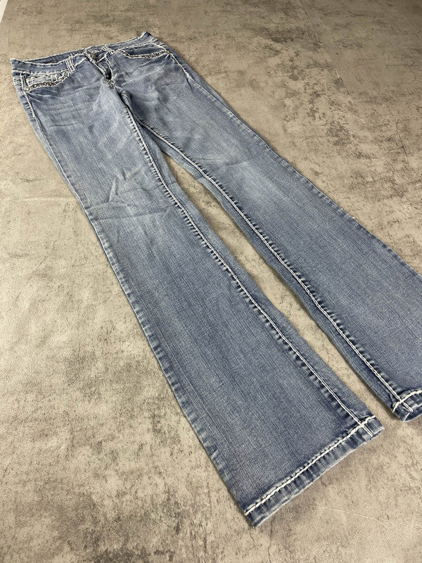 Jeans Vintage Dressing XS Bootcut Hip Hop Embroidered (Stile Miss Me) #TL1693