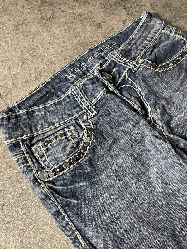 Jeans Vintage Dressing XS Bootcut Hip Hop Embroidered (Stile Miss Me) #TL1693
