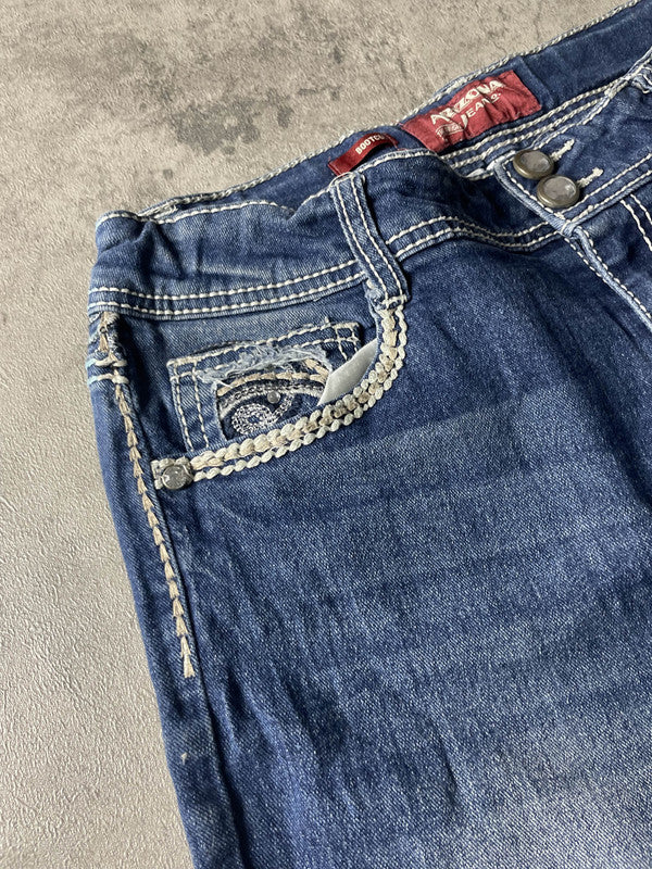 Jeans Vintage Dressing XS Bootcut Hip Hop Embroidered (Stile Miss Me) #ZK5694