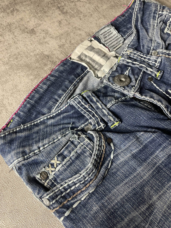 Jeans Vintage y2k rare Bootcut XS Denim Hip Hop Embroidered (Stile Miss Me) #GV8309