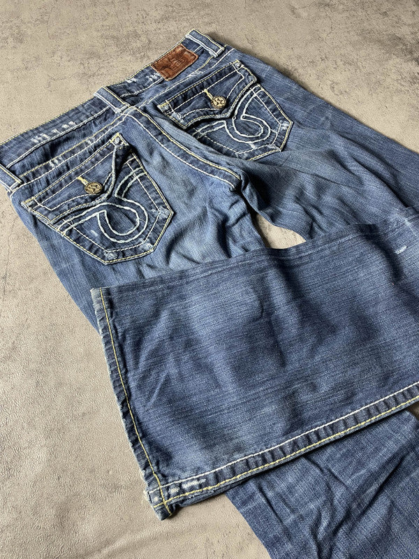 Jeans Vintage y2k rare Dressing S Bootcut Hip Hop Embroidered (Stile Miss Me) #JL3835