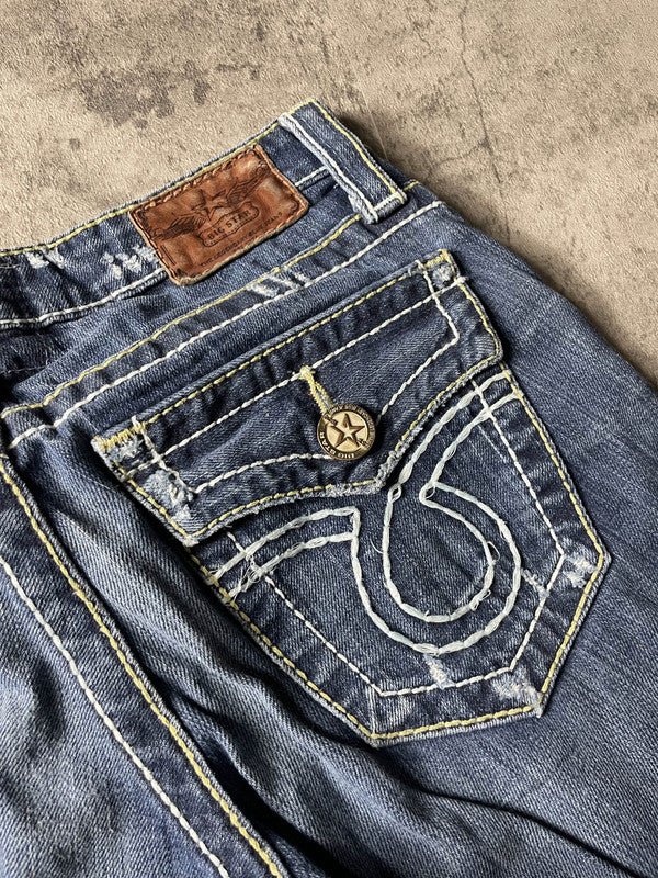 Jeans Vintage y2k rare Dressing S Bootcut Hip Hop Embroidered (Stile Miss Me) #JL3835