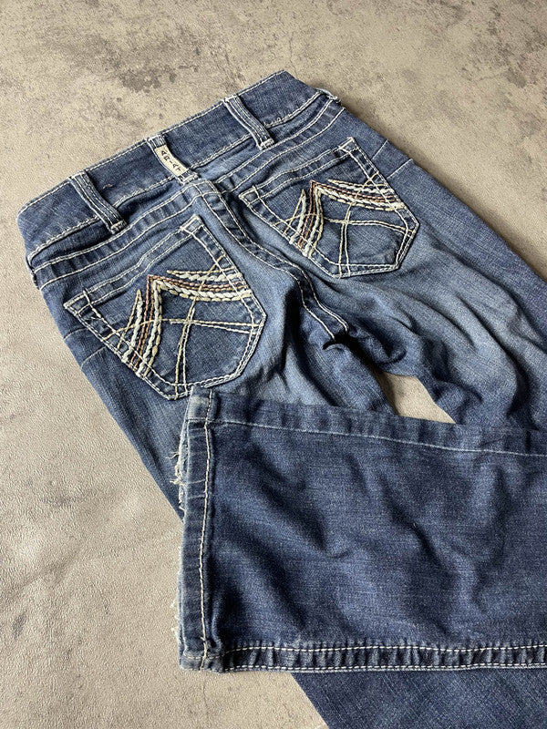 Jeans Vintage y2k rare Dressing XS Bootcut Hip Hop Embroidered (Stile Miss Me) #TO0959