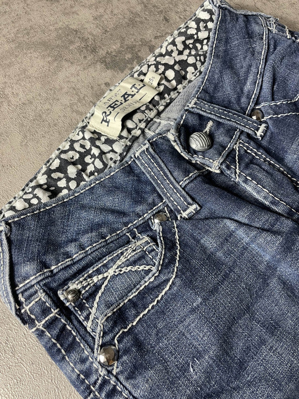 Jeans Vintage y2k rare Dressing XS Bootcut Hip Hop Embroidered (Stile Miss Me) #TO0959