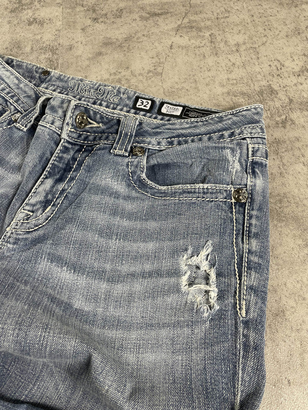 Miss Me Bootcut Jeans M Vintage y2k Rare Hip Hop Embroidered #YK4684