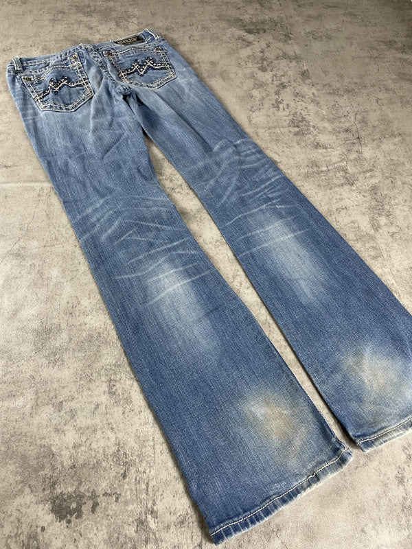 Miss Me Bootcut Jeans S Vintage Y2k Rare Hip Hop Embroidered #PI6831